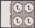 Gibraltar QEII 1971 Postage Due 1p Doubly Perfed Block of 4 UM Mint SG D5 MNH
