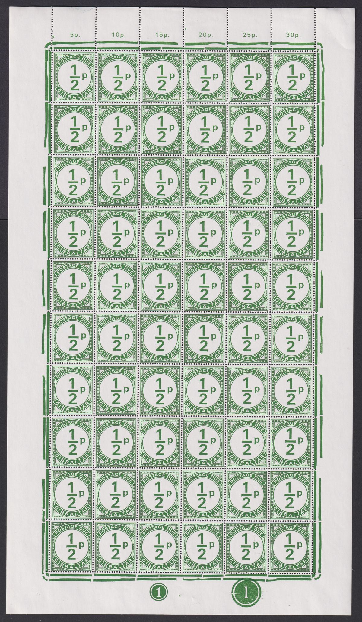 Gibraltar QEII 1971 Postage Due Full Sheet Set UM Mint SG D4-D6 MNH