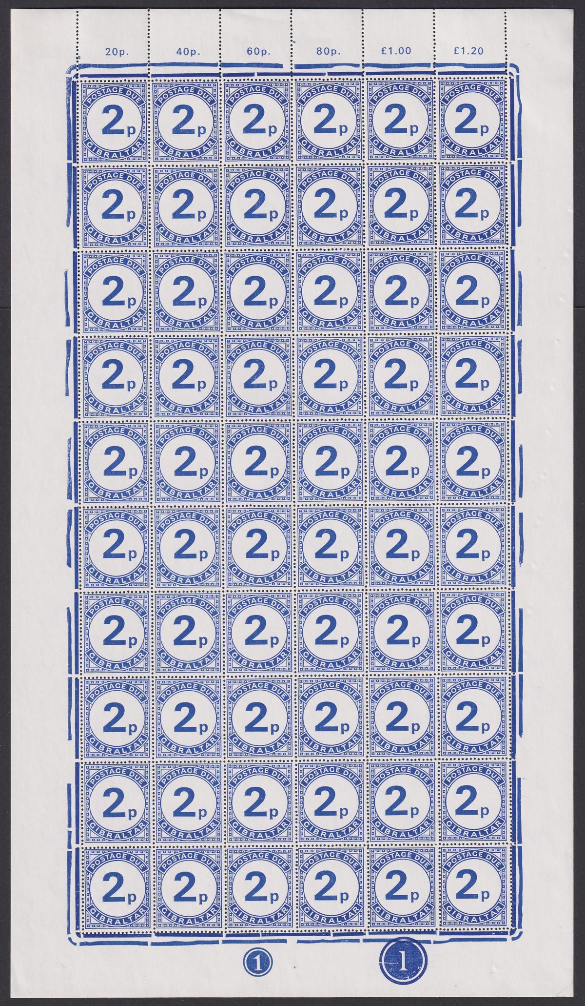 Gibraltar QEII 1971 Postage Due Full Sheet Set UM Mint SG D4-D6 MNH