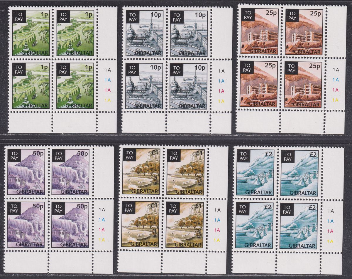 Gibraltar QEII 1996 Postage Due Block Set UM Mint SG D20-D25 MNH