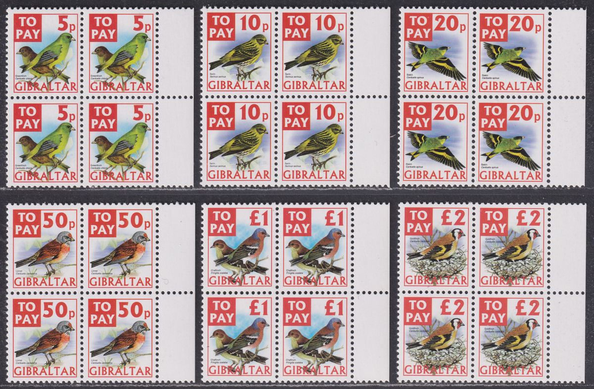 Gibraltar QEII 2002 Postage Due Block Set UM Mint SG D26-D31 MNH