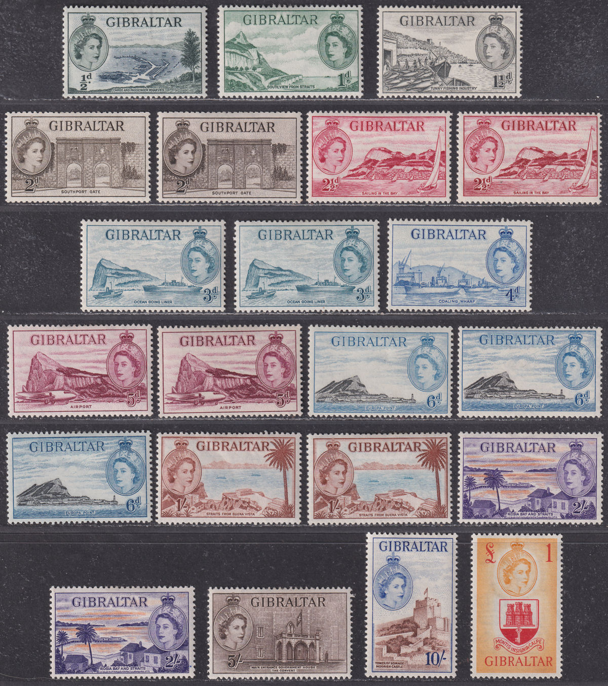 Gibraltar 1953 Queen Elizabeth II Set Mint SG145-158 cat £190
