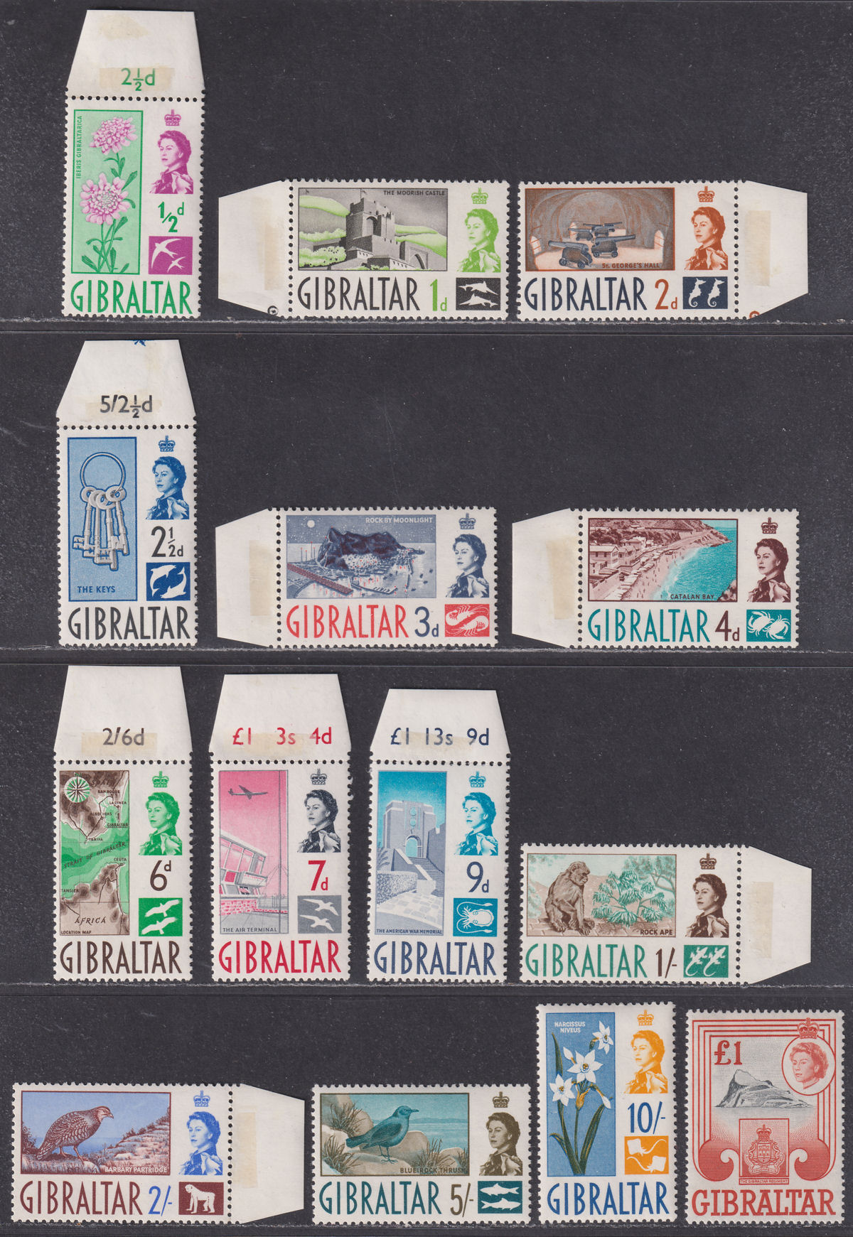 Gibraltar 1960 Queen Elizabeth II Set Mint SG160-173 cat £85