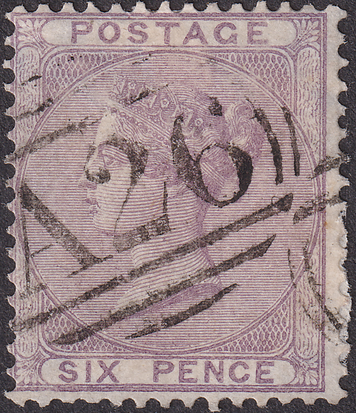 GB used Gibraltar 1856 QV 6d Lilac Used w A26 Postmark SG Z42 cat £50