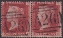 Click for more photos and details GB used Gibraltar 1864 QV 1d Plate 108 Pair Used with A26 Postmarks SG Z19