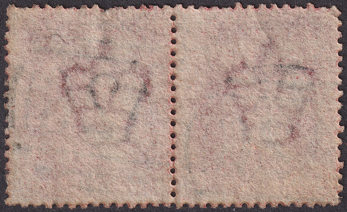 GB used Gibraltar 1864 QV 1d Plate 108 Pair Used with A26 Postmarks SG Z19