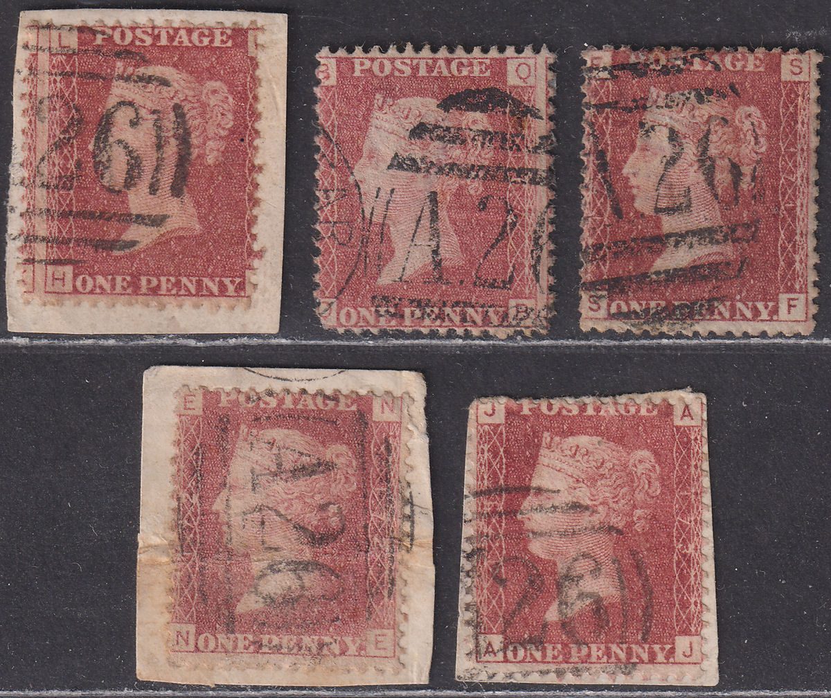 GB used Gibraltar 1864 QV 1d Plate 124 167 171 172 173 Used A26 Postmarks SG Z19