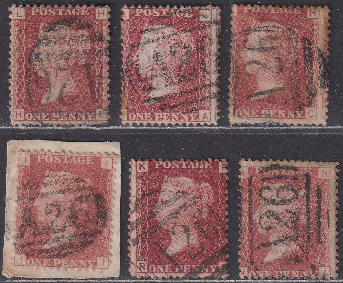 GB used Gibraltar 1864 QV 1d Pl 174 175 177 178 179 180 Used A26 Postmark SG Z19