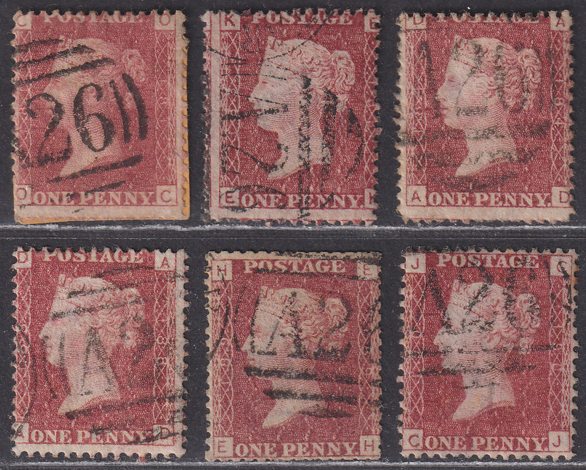 GB used Gibraltar 1864 QV 1d Pl 181 183 184 188 189 190 Used A26 Postmark SG Z19