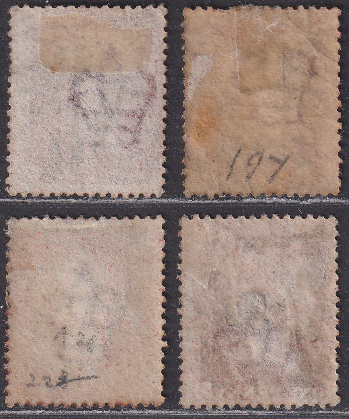 GB used Gibraltar 1864 QV 1d Plates 197 204 216 222 Used w A26 Postmarks SG Z19