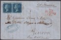 Click for more photos and details GB used Gibraltar 1861 QV 2d x2 Used on Ship Entire to Genova w A26 Pmk SG Z22