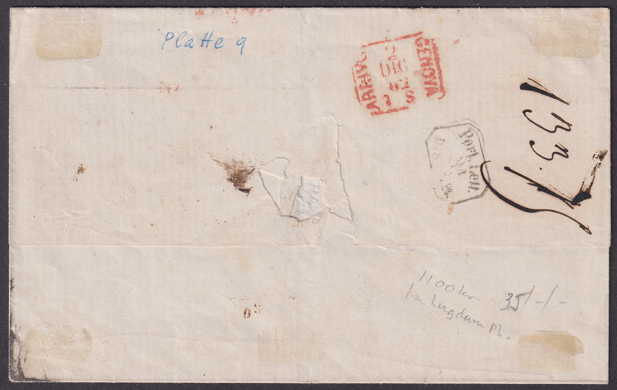 GB used Gibraltar 1862 QV 2d Used on Ship Cover to Genova w A26 Pmk SG Z22