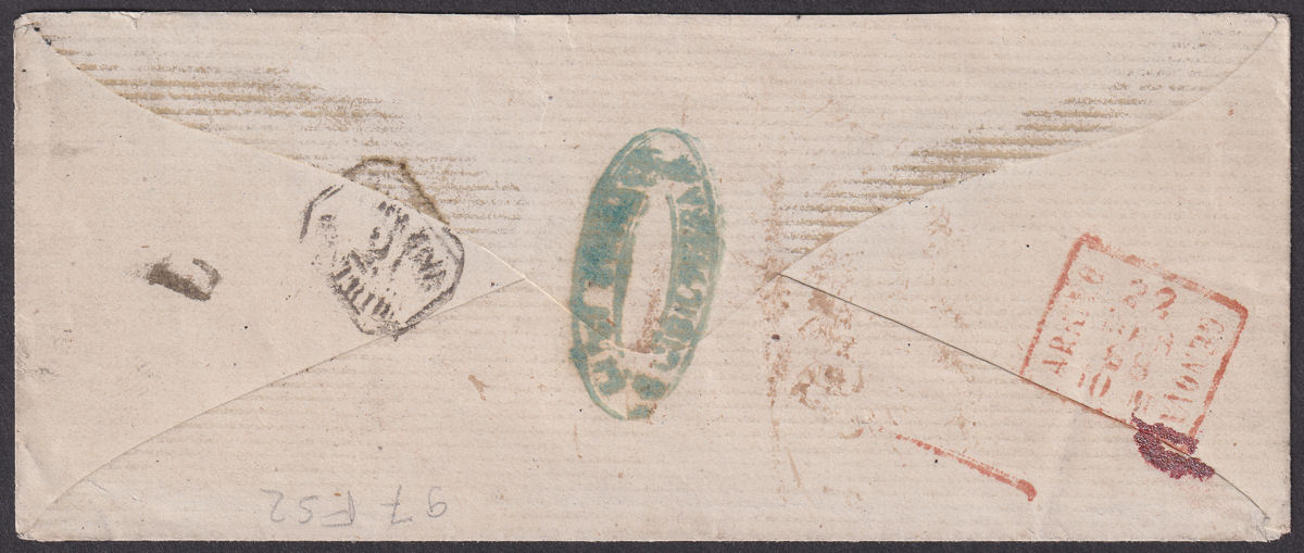 GB used Gibraltar 1868 QV 2d Used on Ship Cover to Genova w A26 Pmk SG Z22