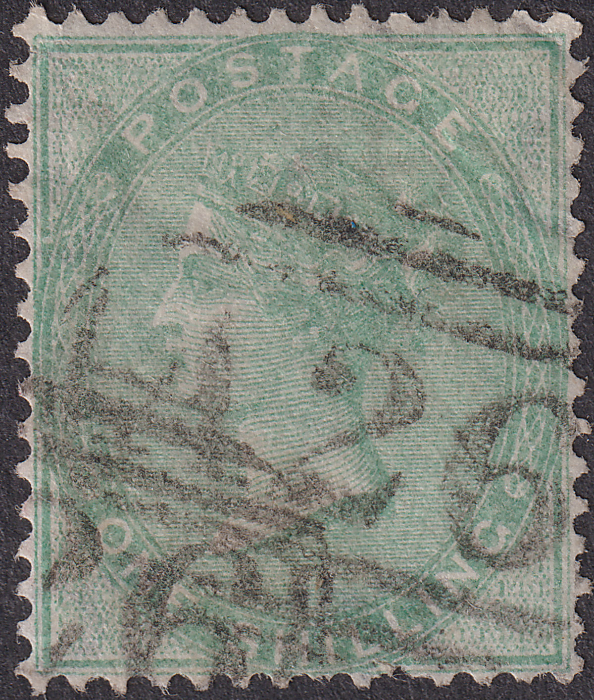 GB used Gibraltar 1856 QV 1sh Green Used with A26 Postmark SG Z59 cat £120