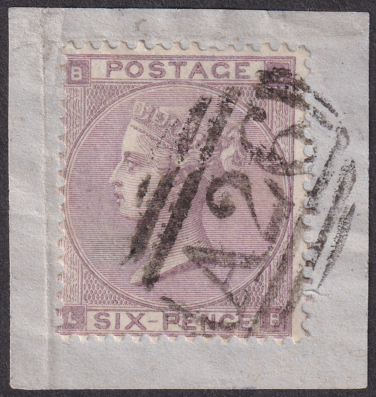 GB used Gibraltar 1862 QV 6d Lilac Used on Piece w A26 Postmark SG Z43 cat £42