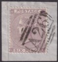 Click for more photos and details GB used Gibraltar 1862 QV 6d Lilac Used on Piece w A26 Postmark SG Z43 cat £42