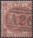 Click for more photos and details GB used Gibraltar 1867 QV 10d Red-Brown Used with A26 Postmark SG Z58 cat £180