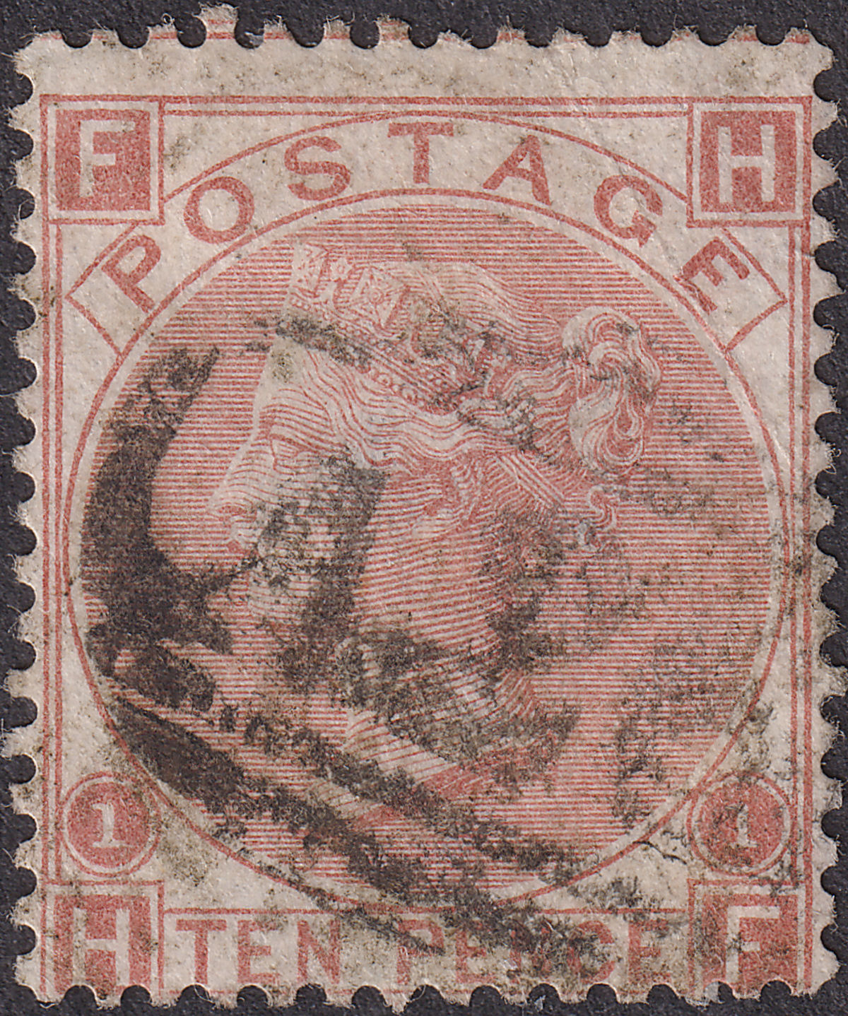 GB used Gibraltar 1867 QV 10d Pale Red-Brown Used with A26 Postmark SG Z58 c£180