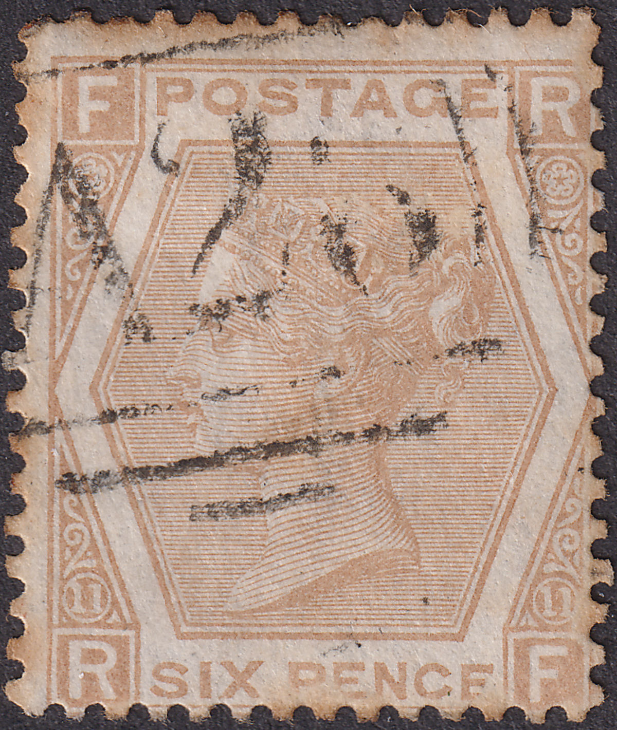 GB used Gibraltar 1872 QV 6d Pale Chestnut Used w A26 Postmark SG Z47 c£160 tone