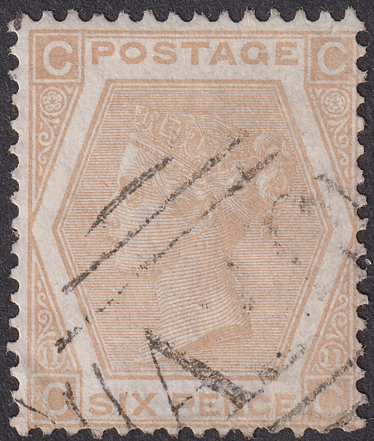 GB used Gibraltar 1872 QV 6d Pale Chestnut Used w A26 Postmark SG Z47 cat £160