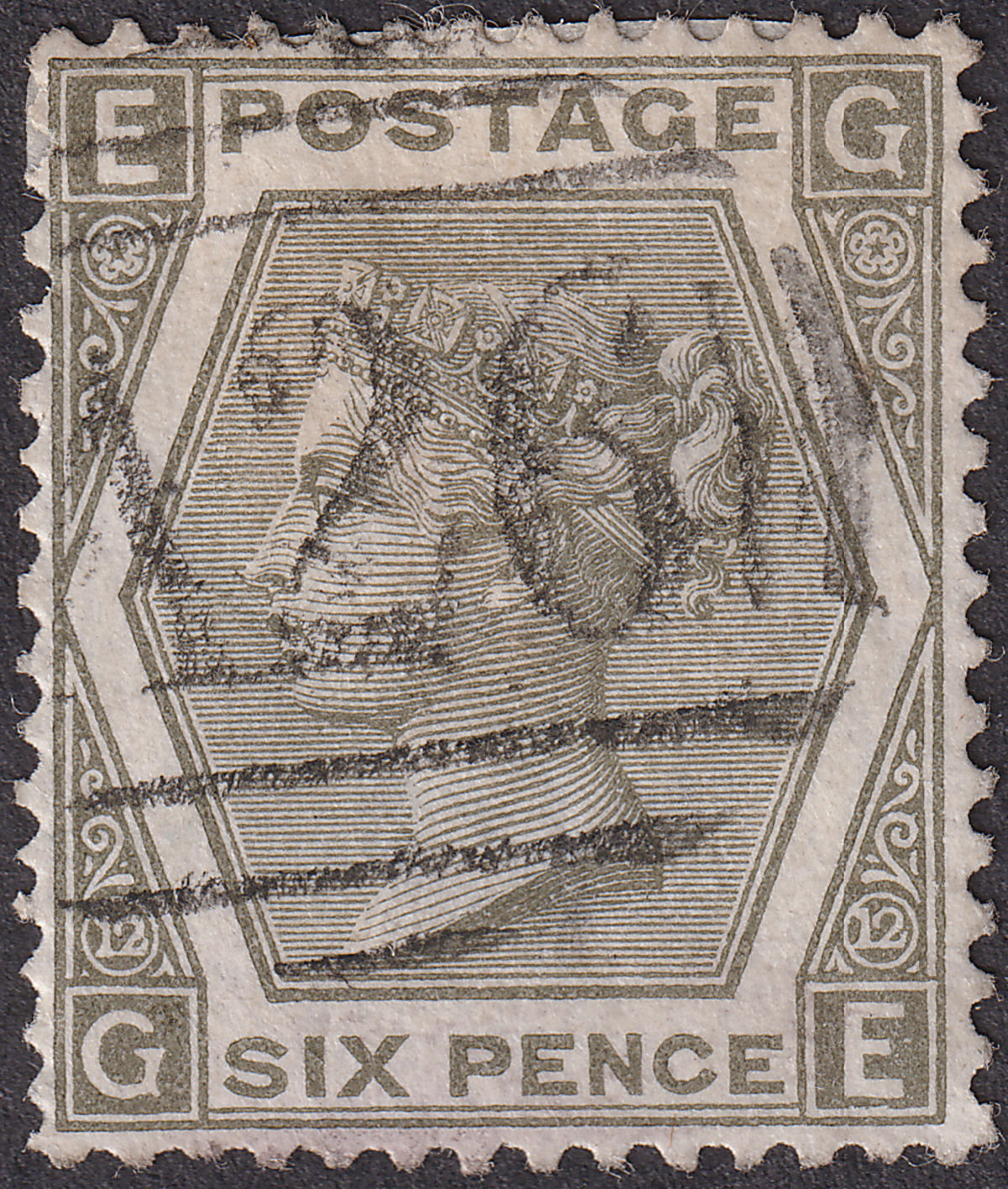 GB used Gibraltar 1873 QV 6d Grey Used with A26 Postmark SG Z49 cat £95