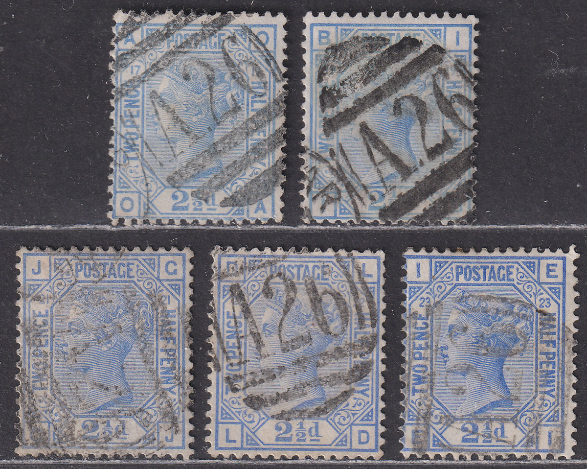 GB used Gibraltar 1880-81 QV 2½d Plate Selection Used w A26 Postmarks SG Z27 Z28