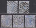 Click for more photos and details GB used Gibraltar 1880-81 QV 2½d Plate Selection Used w A26 Postmarks SG Z27 Z28