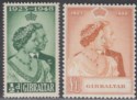 Click for more photos and details Gibraltar 1948 KGVI Royal Silver Wedding ½d, £1 UM Mint SG134-135 cat £60 RSW