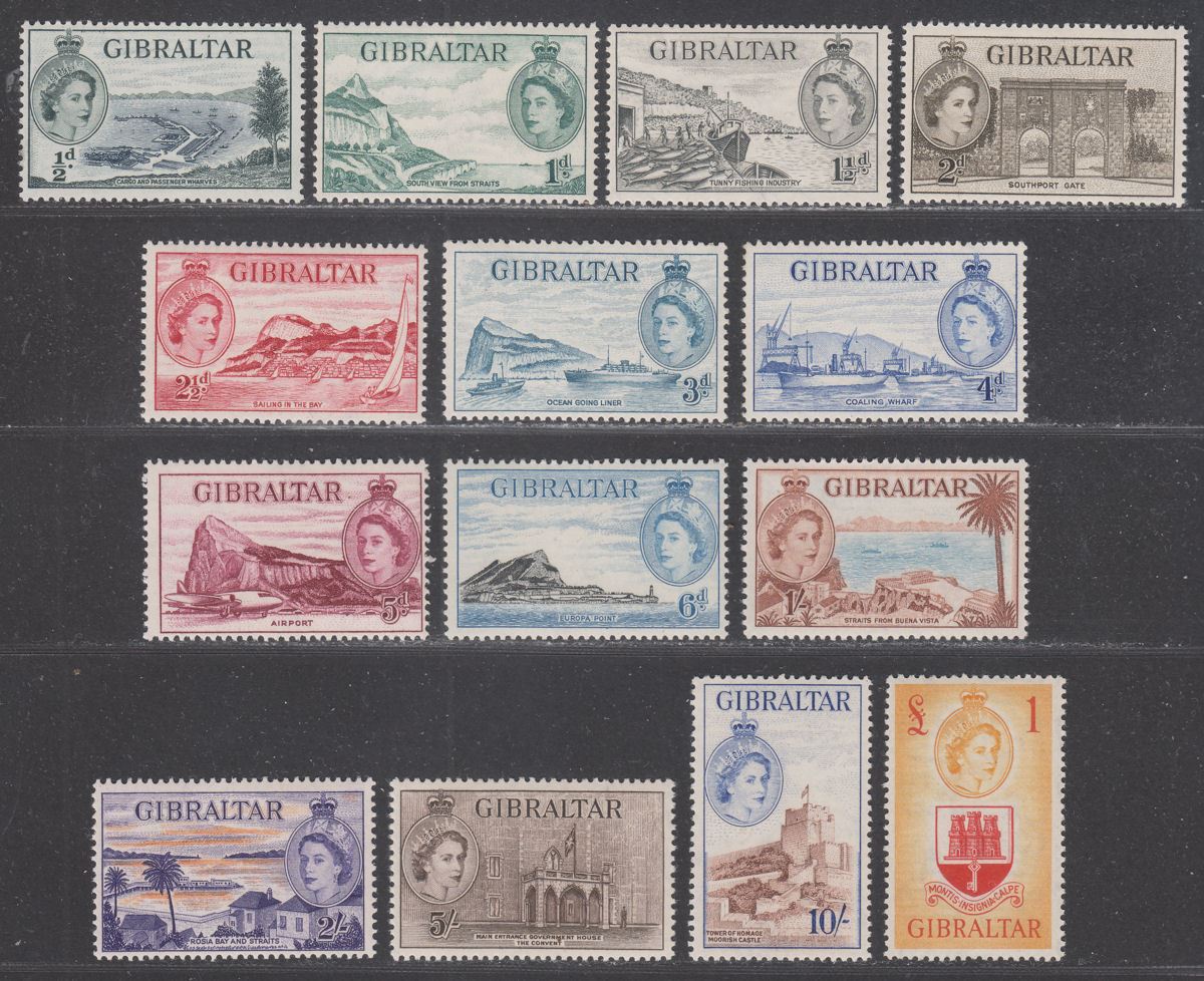 Gibraltar 1953 Queen Elizabeth II Set UM Mint SG145-158 cat £190 MNH