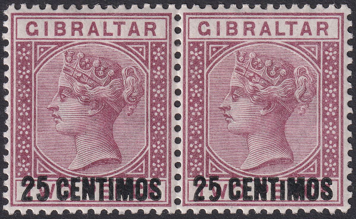 Gibraltar 1889 QV 25c Surch on 2d Brown-Purple Variety Small I Mint SG17ab c£110