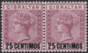 Click for more photos and details Gibraltar 1889 QV 25c Surch on 2d Brown-Purple Variety Small I Mint SG17ab c£110