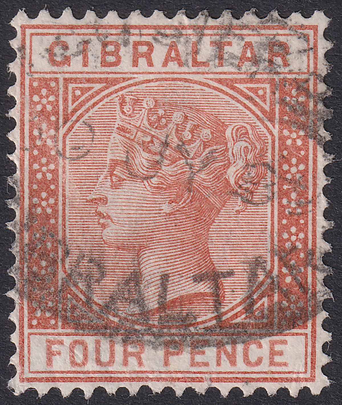 Gibraltar 1887 QV 4d Orange-Brown Used SG12 cat £95