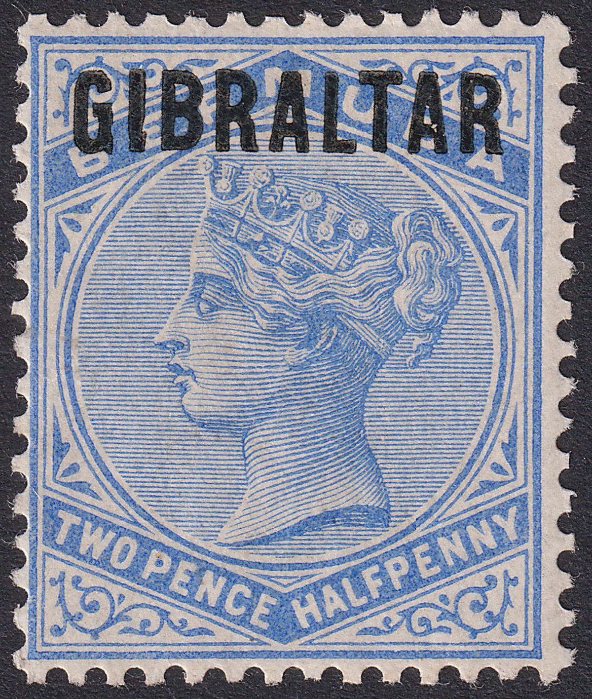 Gibraltar 1886 QV Overprint on Bermuda 2½d Ultramarine Mint SG4 cat £200 w cert