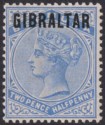 Click for more photos and details Gibraltar 1886 QV Overprint on Bermuda 2½d Ultramarine Mint SG4 cat £200 w cert