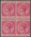 Click for more photos and details Gibraltar 1887 QV 1d Rose Block of 4 Mint SG9 cat £200
