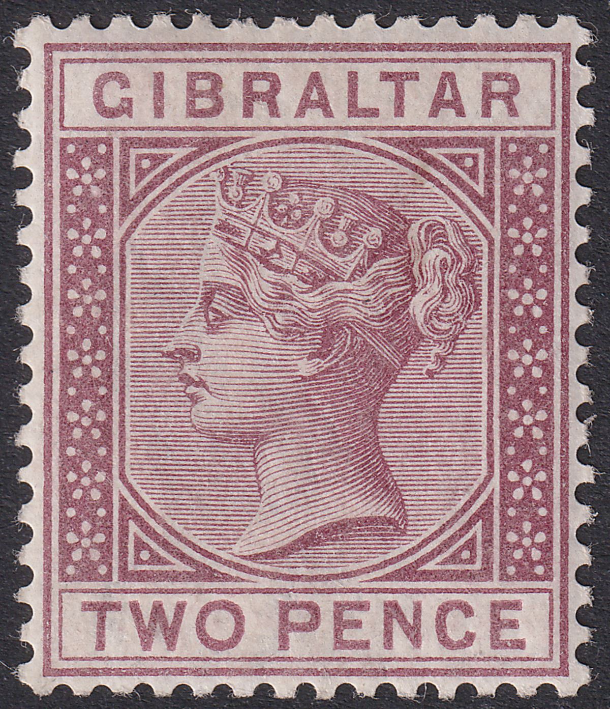 Gibraltar 1886 QV 2d Brown-Purple Mint SG10 cat £35