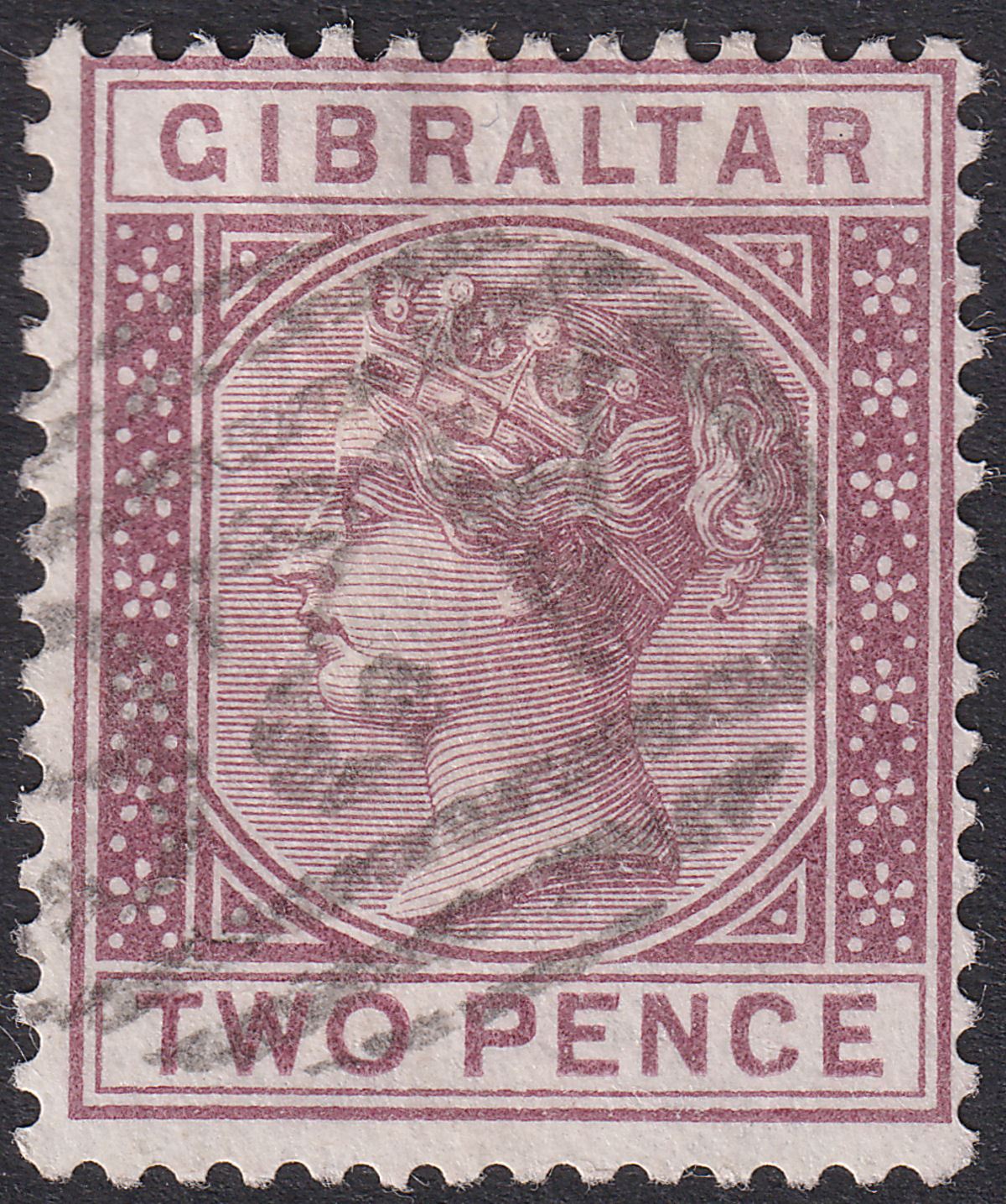 Gibraltar 1886 QV 2d Brown-Purple Used SG10 cat £35