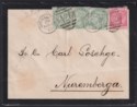 Click for more photos and details Gibraltar 1887 QV ½d x3 + 1d Used on Cover to Germany SG8 SG9