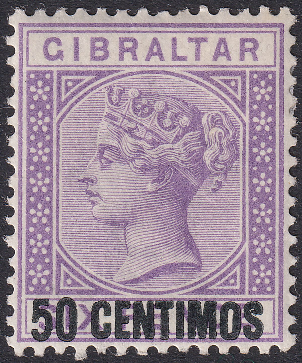 Gibraltar 1889 QV 50c Surcharge on 6d Bright Violet Mint SG20 cat £60