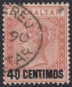 Click for more photos and details Gibraltar 1889 QV 40c Surcharge on 4d Orange-Brown Used SG19 cat £85