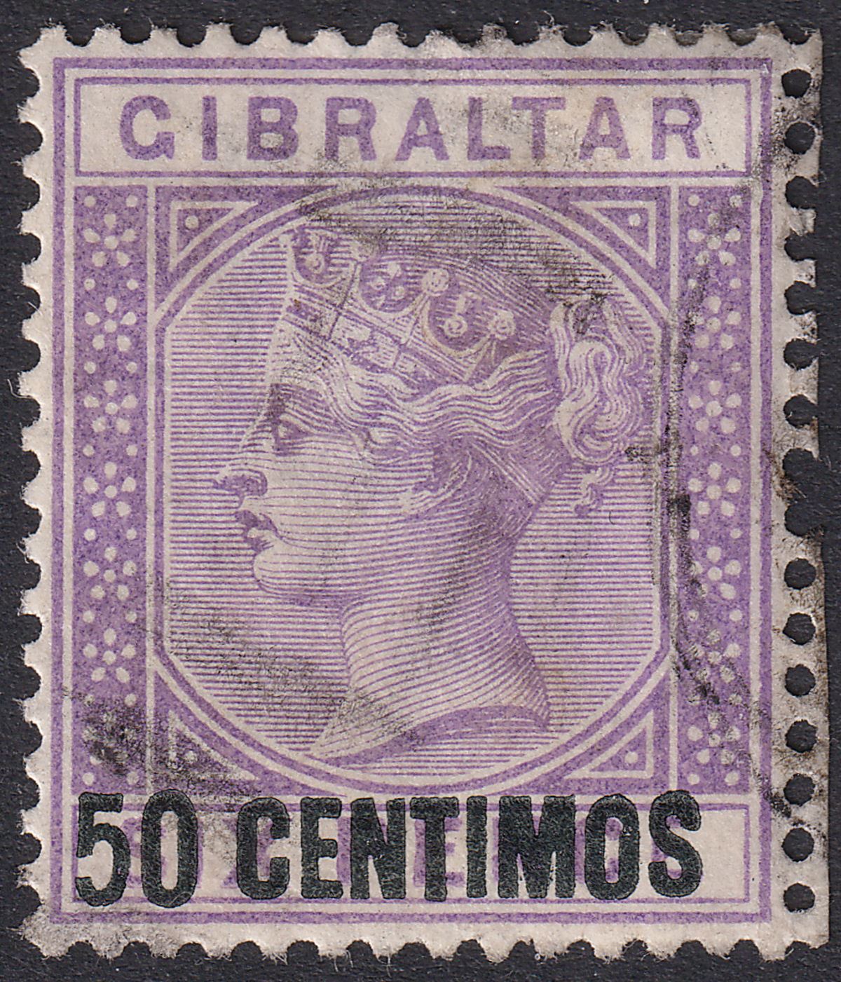 Gibraltar 1889 QV 50c Surcharge on 6d Bright Violet Used SG20 cat £85