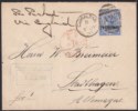Click for more photos and details Gibraltar 1890 QV 25c Surcharge on 2½d Bright Blue Used on Cover to Germany