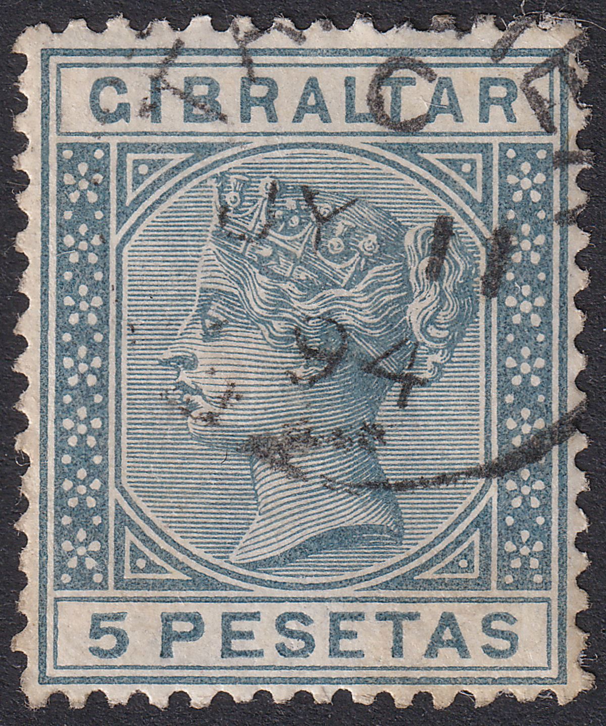Gibraltar used Morocco Agencies 1894 QV 5p Used TANGIER Postmark SG Z152 c£150