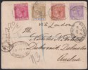 Click for more photos and details Gibraltar 1897 QV 10c, 40c, 50c, 1p Used on Registered Cover - Dubrovnik Austria