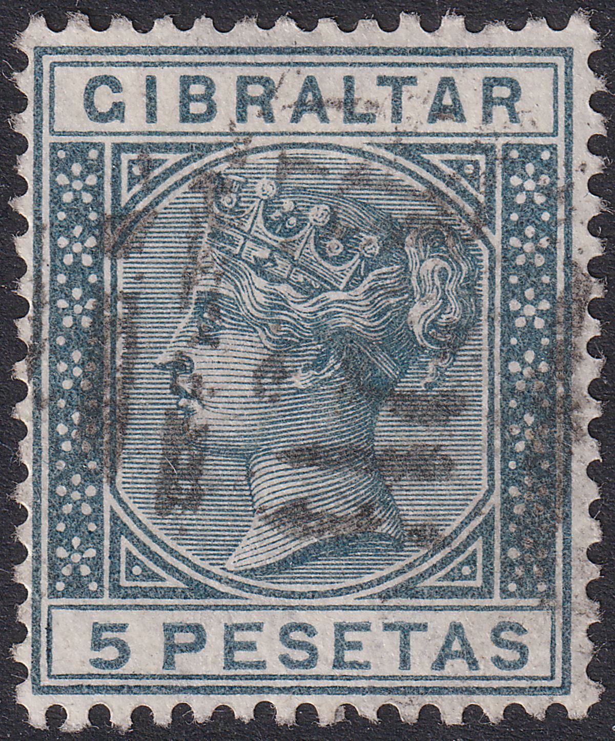 Gibraltar 1889 QV 5p Slate-Grey Used SG33 cat £120