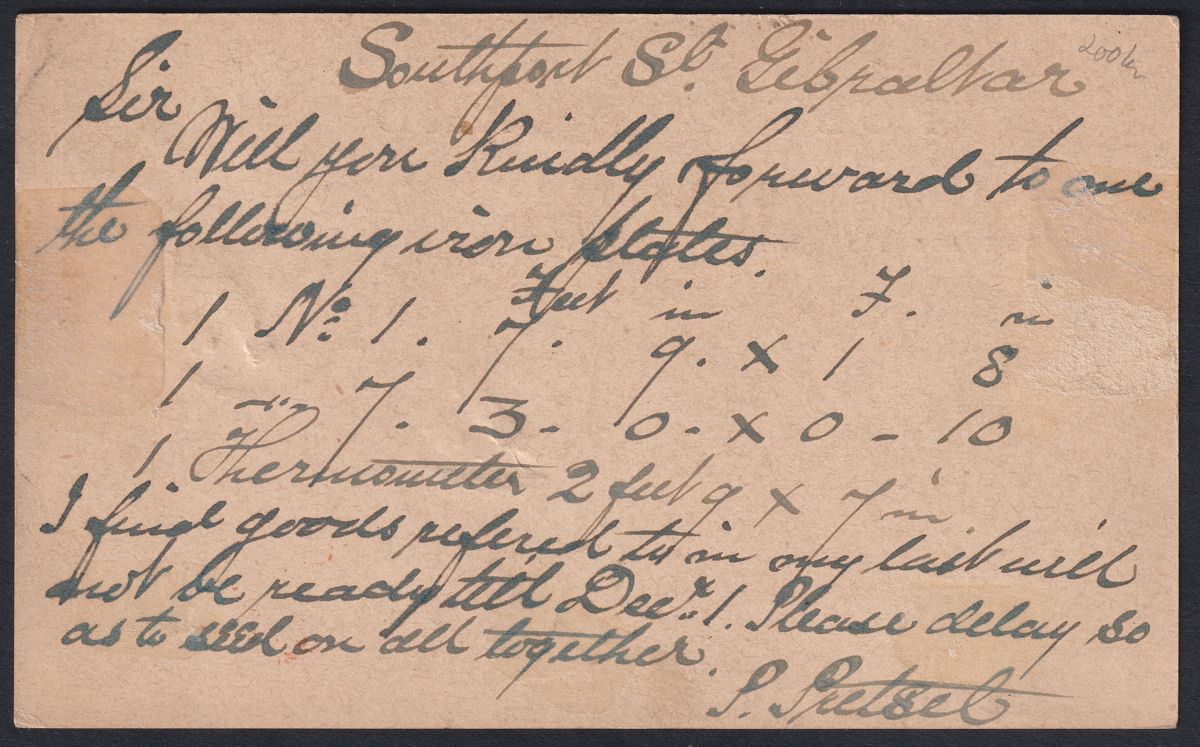 Gibraltar 1891 QV 5c Uprating 5c Postal Stationery Postcard Used to London