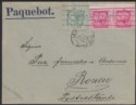 Click for more photos and details Gibraltar 1898 QV 5c + 10c Pair Used on Hungarian Paquebot P Cover - Rouen M-K-A