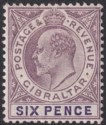 Click for more photos and details Gibraltar 1903 KEVII 6d Dull Purple and Violet Mint SG50 cat £42