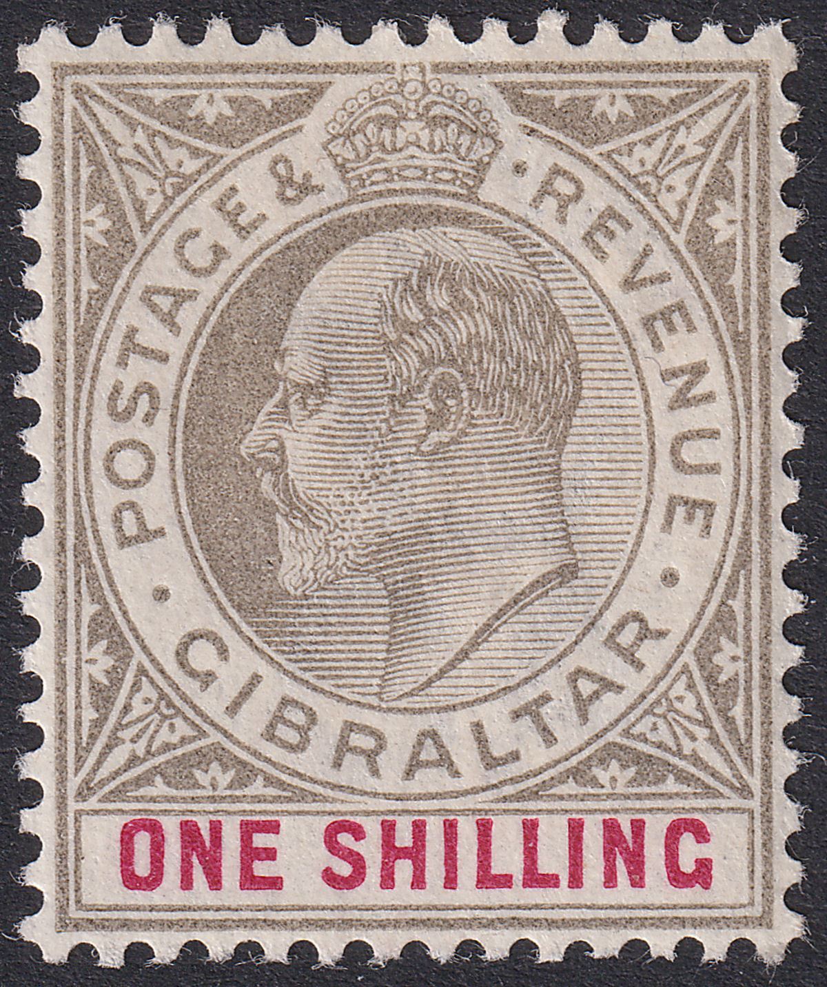 Gibraltar 1903 KEVII 1sh Black and Carmine Mint SG51 cat £30