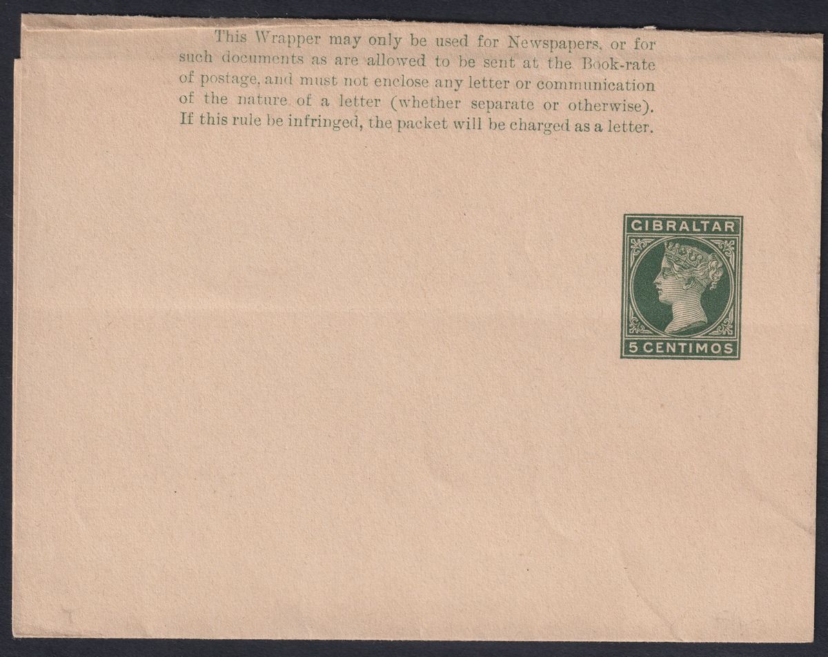 Gibraltar 1889 QV 5c Green Postal Stationery Newspaper Wrapper Unused